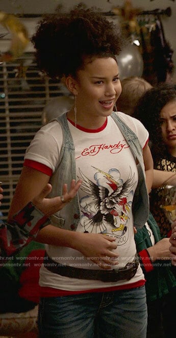 Gina’s Ed Hardy tattoo tee on High School Musical The Musical The Series