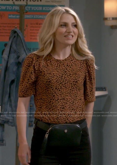 Gina’s leopard print top on B Positive