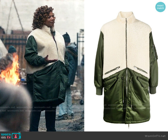 Givenchy Oversized shearling panel coat worn by Robyn McCall (Queen Latifah) on The Equalizer