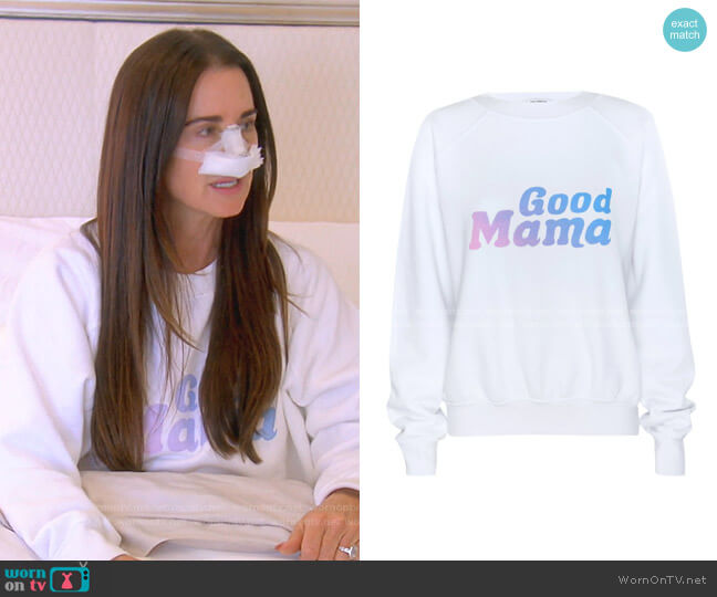 Good American Mothers Day Sweatshirt worn by Kyle Richards on The Real Housewives of Beverly Hills