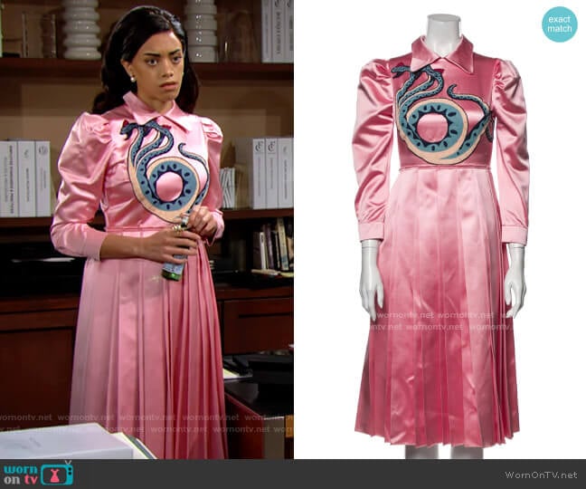 Gucci 2016 Midi Snake Dress worn by Zoe (Kiara Barnes) on The Bold and the Beautiful
