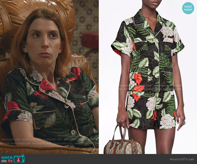 Gucci Hawaiian-print Silk Shirt worn by Lauren (Molly Bernard) on Younger