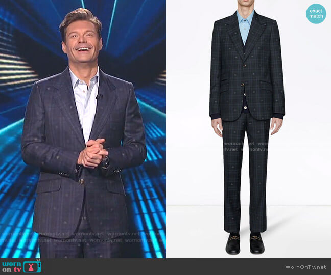 Gucci Heritage Bee Checked Suit worn by Ryan Seacrest on American Idol