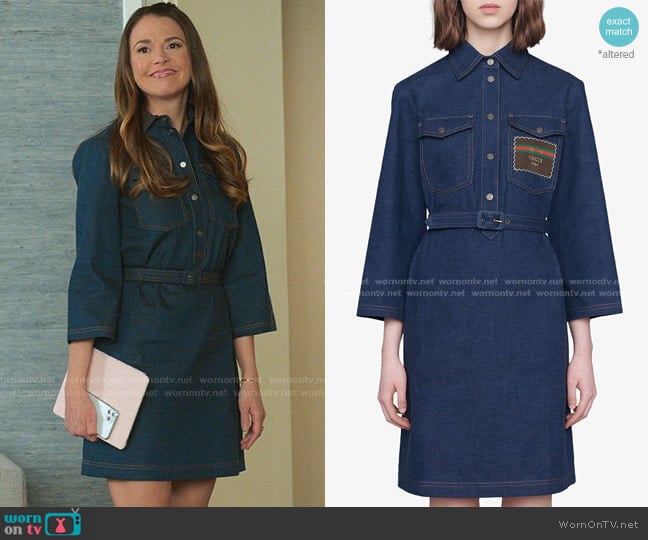 Gucci Belted Denim Dress worn by Liza Miller (Sutton Foster) on Younger