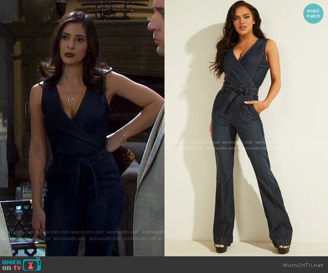 Guess Eco Jayden Denim Jumpsuit worn by Gabi Hernandez (Camila Banus) on Days of our Lives