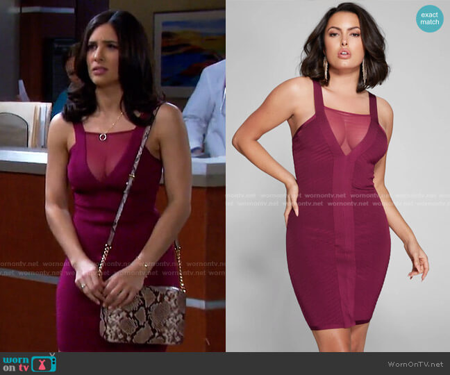 Guess Salma Mesh Bandage Dress worn by Gabi Hernandez (Camila Banus) on Days of our Lives