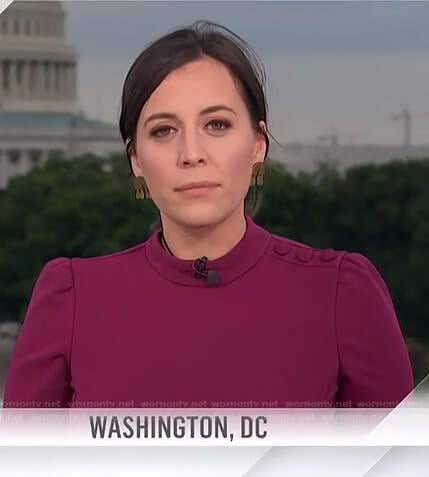 Hallie Jackson’s purple button shoulder dress on Today