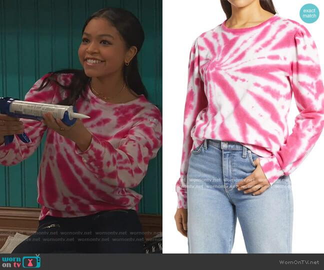 Halogen Puff Sleeve Sweatshirt worn by Nia Baxter (Navia Robinson) on Ravens Home