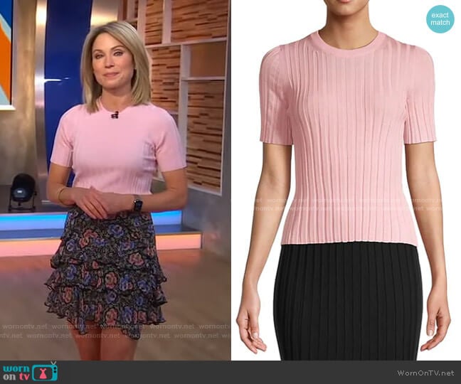 Helmut Lang Ribbed Wool Top worn by Amy Robach on Good Morning America