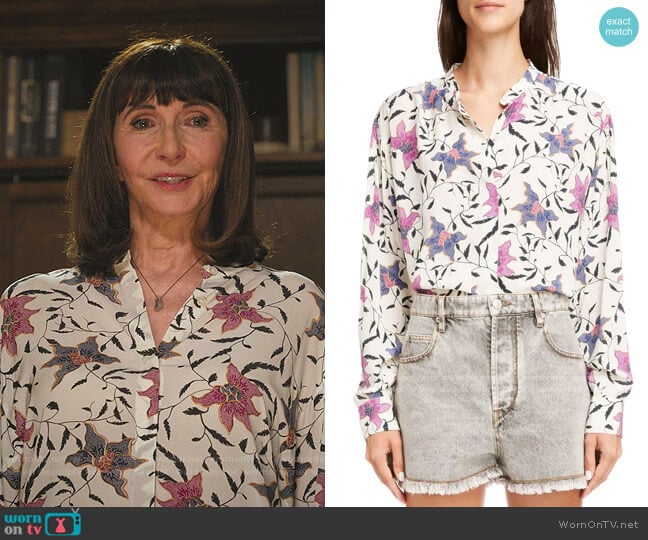 Isabel Marant Etoile Catchell Shirt worn by Maggie Clarke (Mary Steenburgen) on Zoeys Extraordinary Playlist