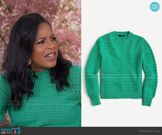 J. Crew Balloon-Sleeve Pointelle Sweater worn by Sheinelle Jones on Today
