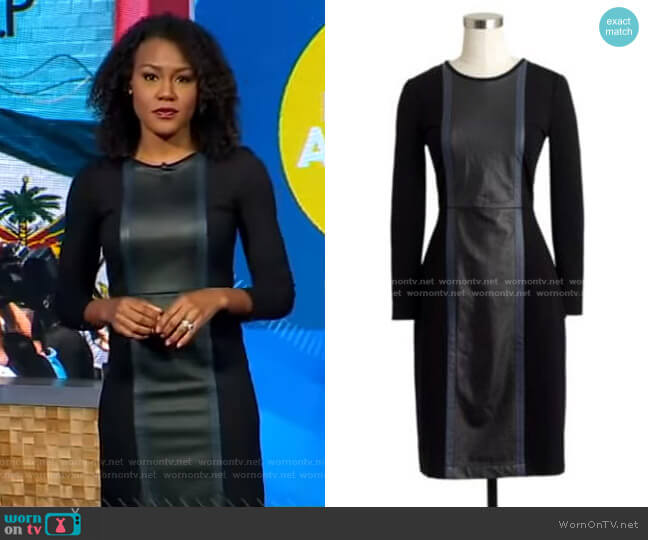 J.Crew Leather Panel Dress worn by Janai Norman on Good Morning America