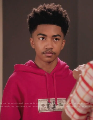 Jack’s pink dollar bill hoodie on Black-ish