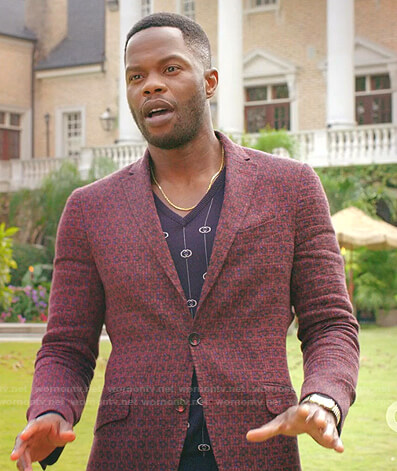 Jeff’s navy v-neck sweater on Dynasty
