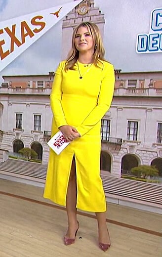 Jenna’s yellow front slit dress on Today