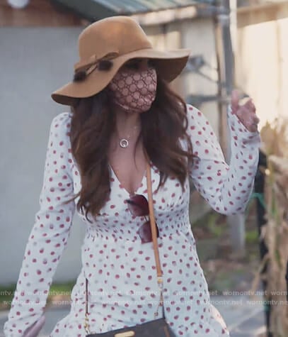 Jennifer’s white polka dot mini dress on The Real Housewives of New Jersey