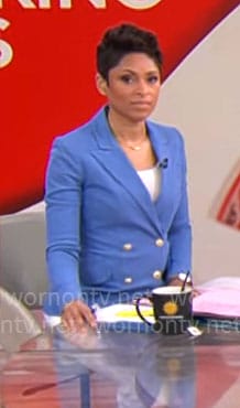 Jericka Duncan’s blue double breasted blazer on CBS Mornings