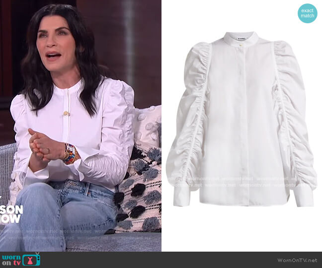 Jil Sander Ruched-sleeve cotton shirt