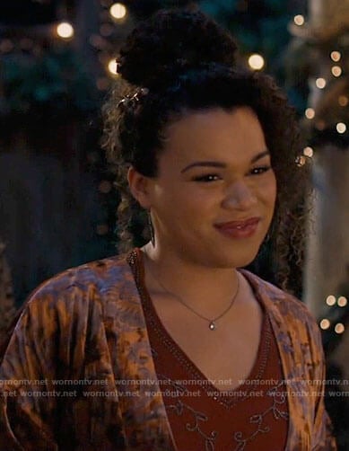 Josefina’s beaded top and velvet kimono on Charmed