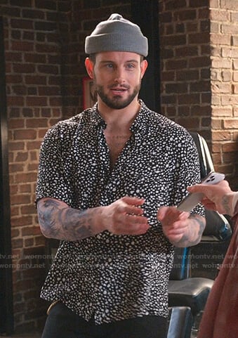 Josh’s black dotted shirt on Younger