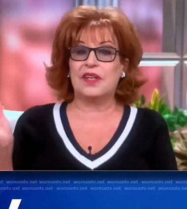 Joy’s black stripe v-neck sweater on The View