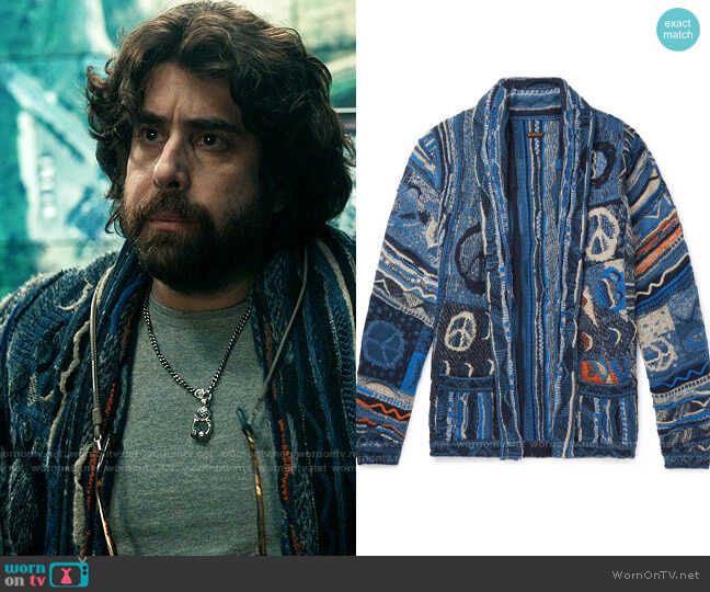 Kapital Cotton-Blend Jacquard Cardigan worn by Harry Keshegian (Adam Goldberg) on The Equalizer