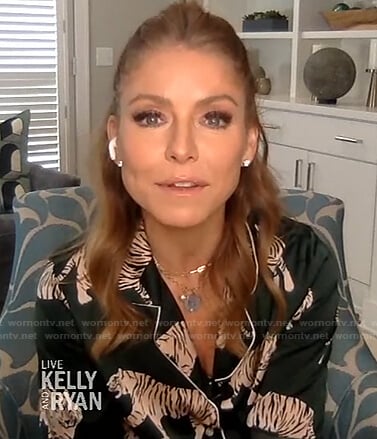Kelly’s green tiger print pajamas on Live with Kelly and Ryan