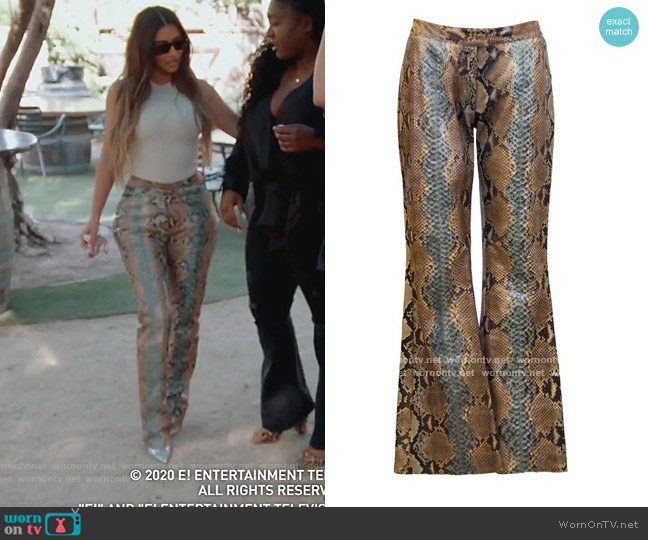 Tom Ford Snakeskin Pants for Gucci worn by Kim Kardashian on Keeping Up with the Kardashians