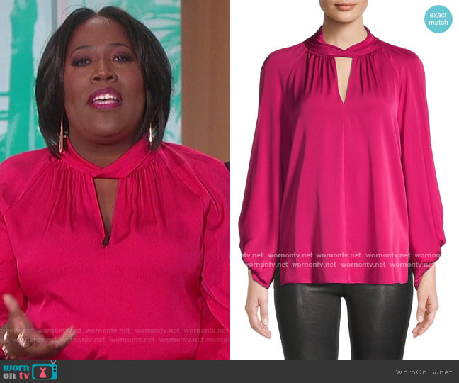 Kobi Halperin Joey Keyhole Silk-Chiffon Blouse worn by Sheryl Underwood on The Talk