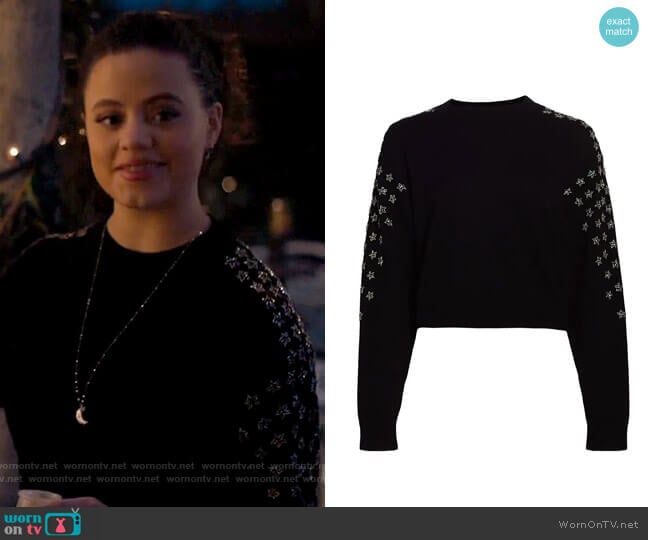 The Kooples Star Print Wool-Cashmere Sweater worn by Maggie Vera (Sarah Jeffery) on Charmed