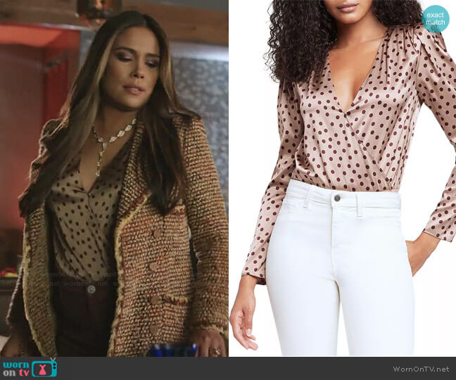 L'Agence Brenda Puff Sleeve Bodysuit worn by Cristal Jennings (Daniella Alonso) on Dynasty