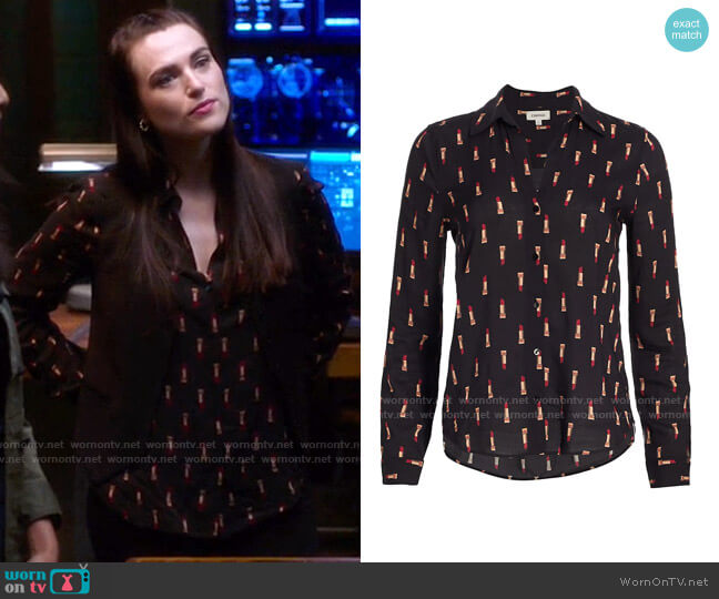 L'Agence Holly Blouse in Muted Lipstick Print worn by Lena Luthor (Katie McGrath) on Supergirl