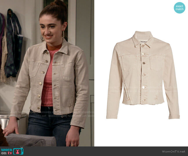 L'Agence Janelle Jacket in Biscuit worn by Jackie Raines (Rachel Sennott) on Call Your Mother