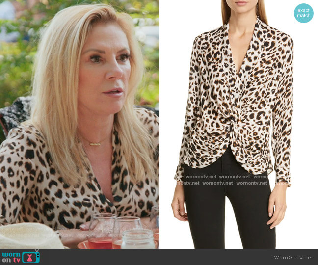 L'Agence Mariposa Twist Front Silk Blouse worn by Ramona Singer on The Real Housewives of New York City