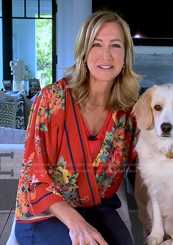 Lara’s red floral wrap top on Good Morning America