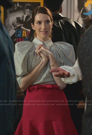 Lauren’s striped puff sleeve top on Younger