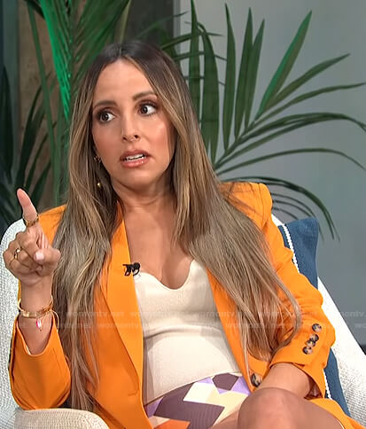 Lilliana’s orange blazer and geometric biker shorts on E! News Daily Pop