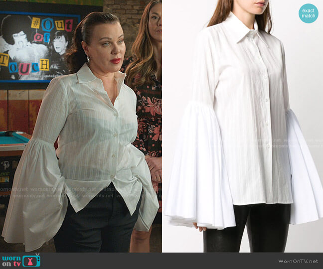 Loewe Bell Sleeve Poplin Shirt worn by Maggie (Debi Mazar) on Younger