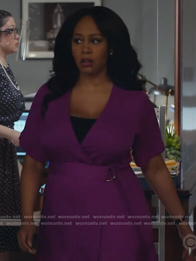 Lola’s purple belted wrap dress on All Rise