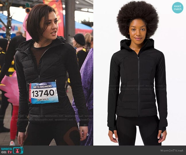Lululemon Down for It All Jacket worn by Rosanna Williams (Katie Findlay) on Zoeys Extraordinary Playlist