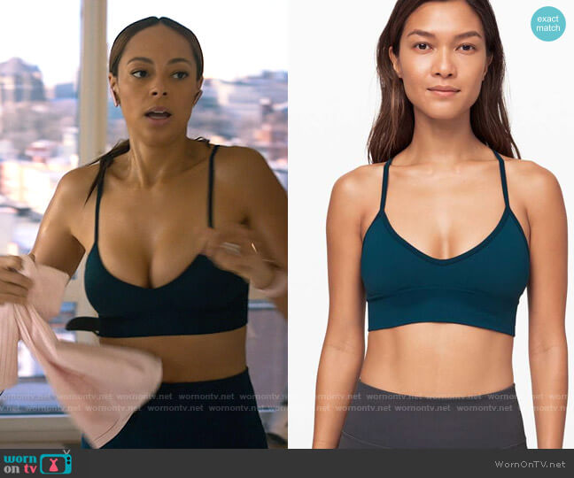 Lululemon Ebb to Street Bra in Night Diver worn by Whitney Green (Amber Stevens West) on Run the World