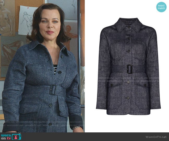 LVIR Signature Stitch Belted Jacket worn by Maggie (Debi Mazar) on Younger