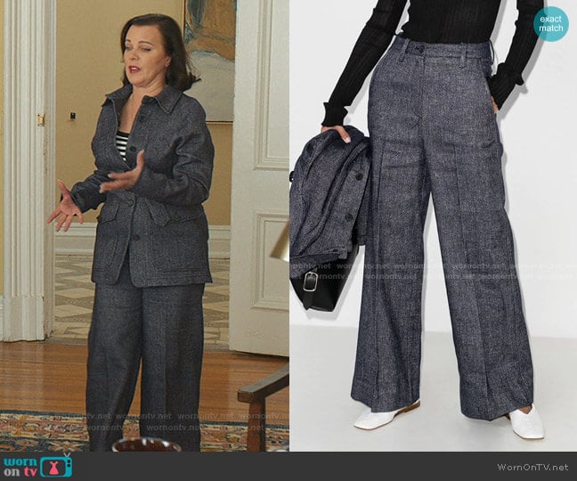 LVIR High-Rise Wide-Leg Trousers worn by Maggie (Debi Mazar) on Younger