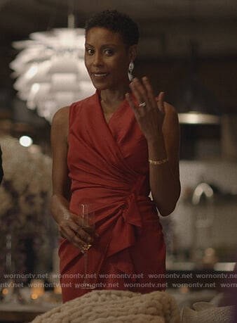 Lynn’s red ruffle wrap dress on Black Lightning