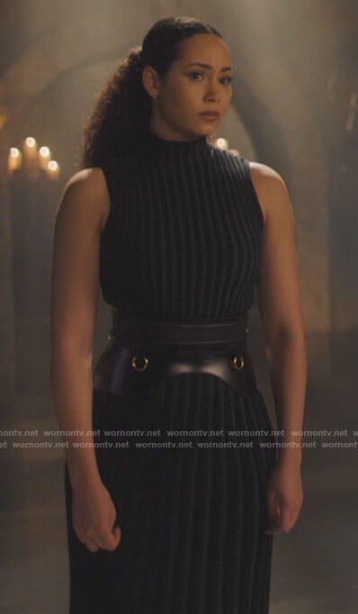 Macy’s striped sleeveless midi dress on Charmed
