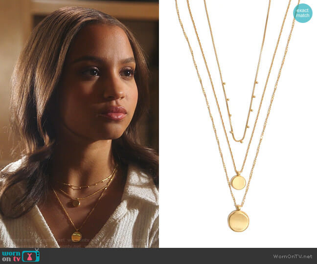 Madewell Coin Layered Necklace worn by May Grant (Corinne Massiah) on 9-1-1