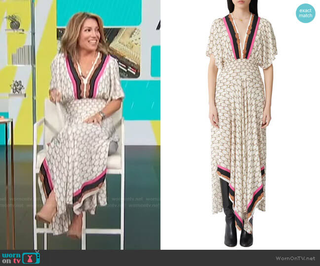 Maje Racheline Print Maxi Dress worn by Kit Hoover on Access Hollywood