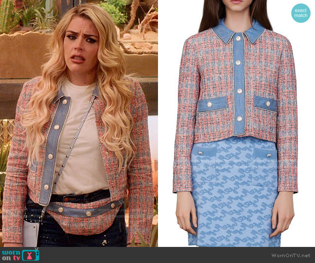 Maje Venise Tweed Jacket worn by Summer Dutkowsky (Busy Philipps) on Girls5eva
