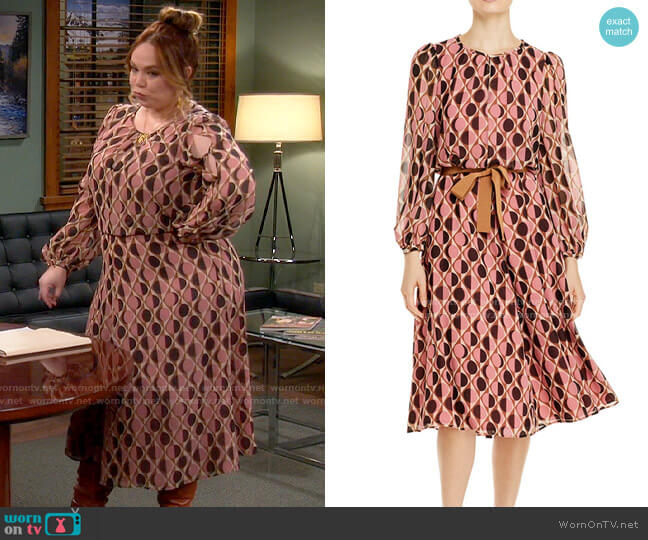Marella Circle-Print Tie-Waist Dress worn by Kristin Baxter (Amanda Fuller) on Last Man Standing