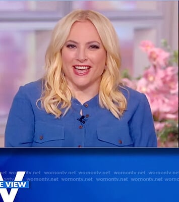 Meghan’s blue collarless shirtdress on The View